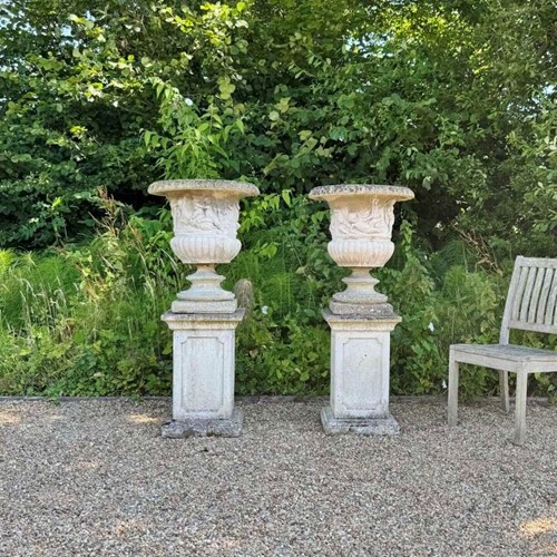 Pair of Campania Urns with Pedestals