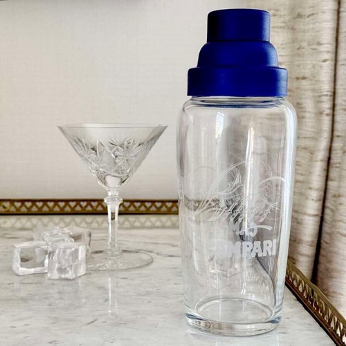 Vintage Campari Etched Glass Cocktail Shaker