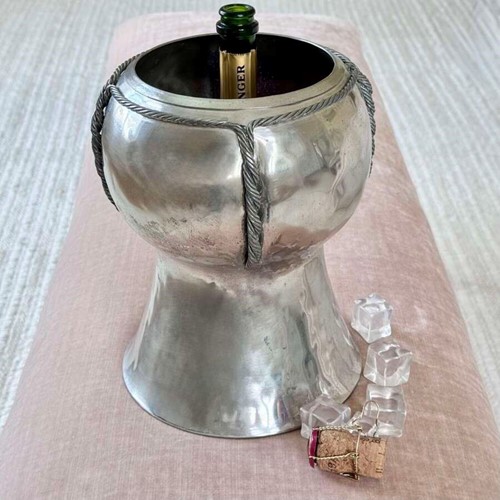 Jean Goardere Hammered Pewter Champagne Cooler, France c.1970