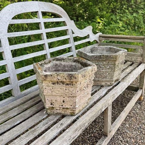 Pair of Weathered Hexagonal Planters