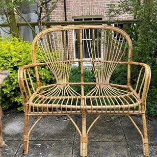 Mid Century Bamboo Love Seat