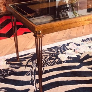 French Gilt Mirrored Glass Table