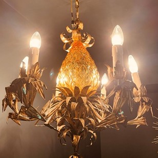 Large Midcentury Pineapple Chandeli...