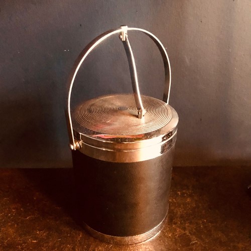 Vintage Chrome & Vinyl Ice Bucket