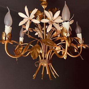 Pretty French Cream Flower And Gilt...