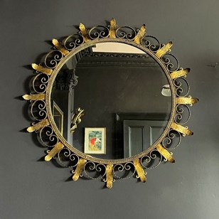Mid Century Gilt Iron Spanish Mirro...