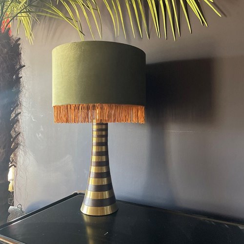 Spanish Wood & Brass Table Lamp