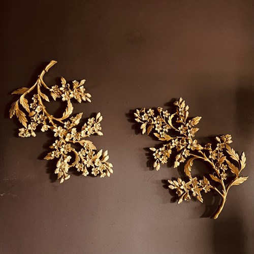 Pair Of Large American Dogwood Wall Hangings