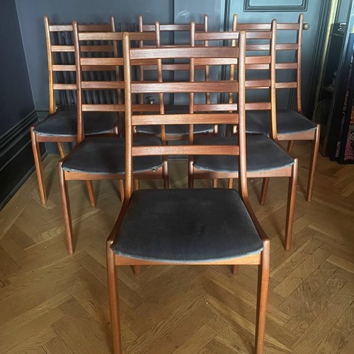 Set Of 6 Teak Danish Dining Chairs