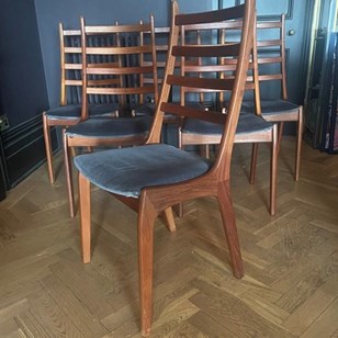 Set Of 6 Danish Dining Chairs By Ka...