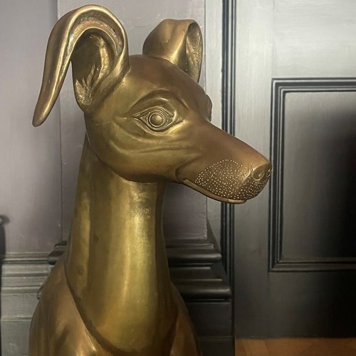 Lifesize Brass Study Of A Greyhound