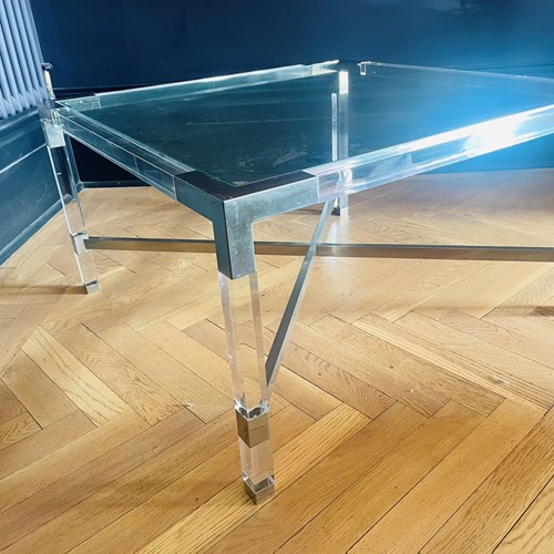 1 Of 2 Chrome & Lucite Coffee Tables