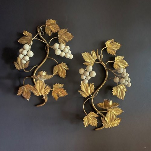 Italian Gilt Grapevine Candle Sconces