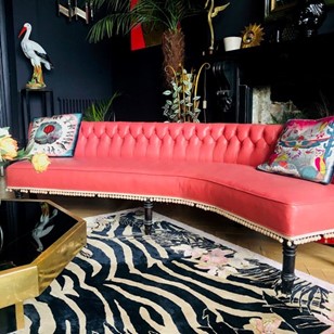 Antique Raspberry Leather Sofa