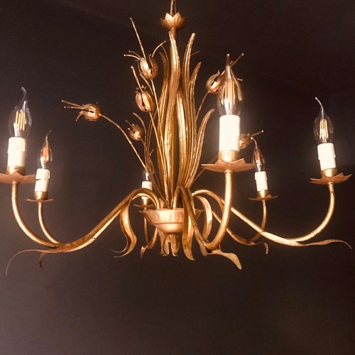 Large Naturalistic Spanish Chandelier, 1 Of A Pair
