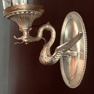 Art Nouveau Silver Plate Swan Wall ...