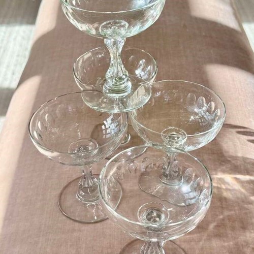 Val Saint Lambert air bubble stem champagne/cocktail glasses