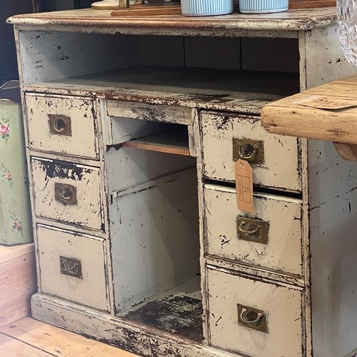 Painted mahogany shop unit with brass handles 