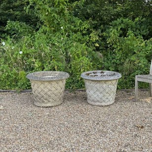 Pair of Large Lattice Planters
