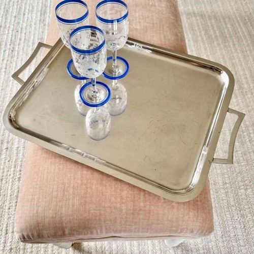 Large silver plated twin handled serving tray C1960