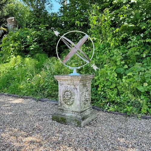 Copper and Brass Armillary on Lion Pedestal