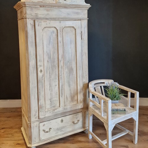 Antique Pine Painted French Wardrobe