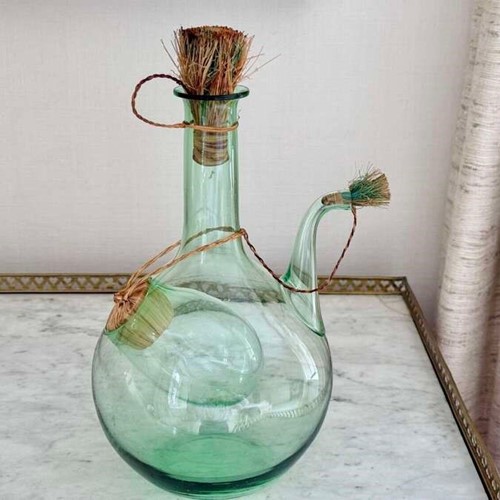 Fabulous Mid Century Italian glass & raffia wine decanter C1950