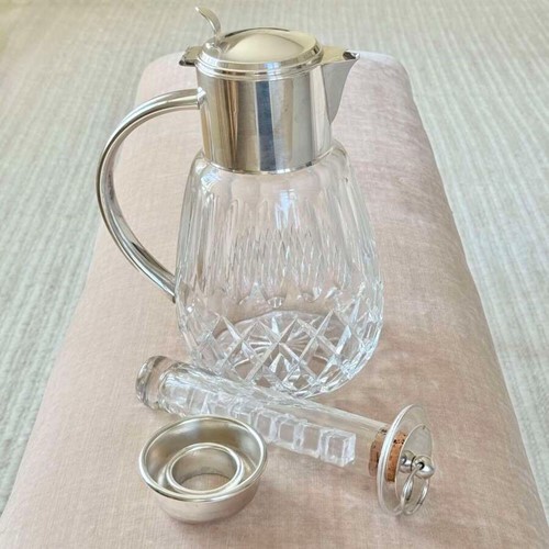 Crystal & Silver Plated Cocktail Ice Chamber Lemonade Jug