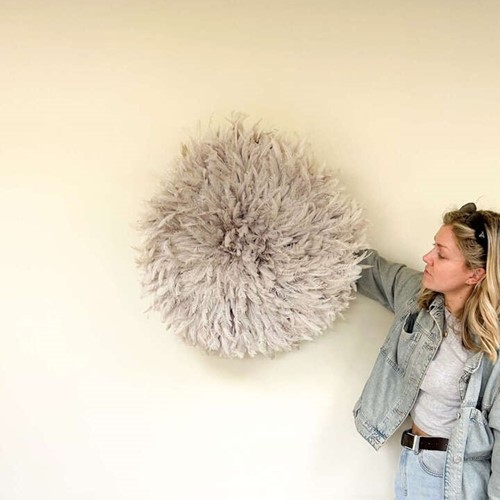Large Juju Hat Wall Hanging | Textural Feather Wall Art