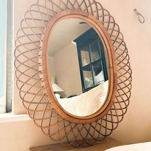 Bent Bamboo Mirror by Franco Albini for Bonacina, Italy | 1960s