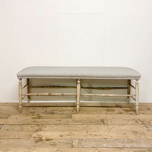 Upholstered Statement Bench, Ian Mankin Ticking Strip