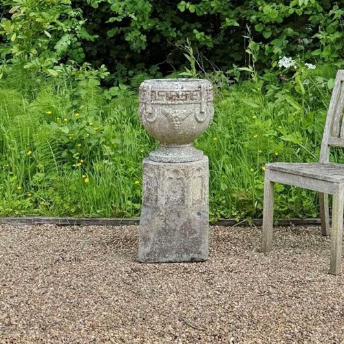 Patinated Urn on Gothic Pedestal