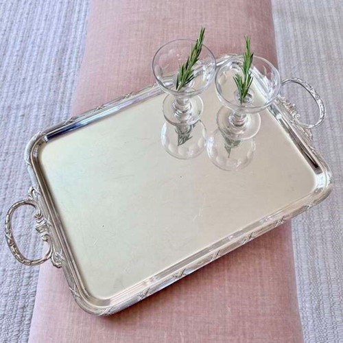 Excellent French Art Deco silver plated serving tray by Orbrille, Paris