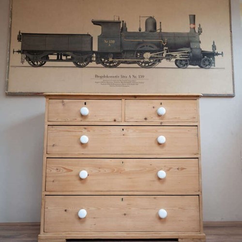 Large Antique Pine Chest of Drawers 2 over 3