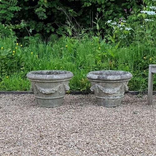 Pair of Patinated Garland Planters