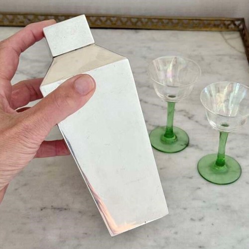 Rare Art Deco Silver-Plated Hexagonal Cocktail Shaker C1930