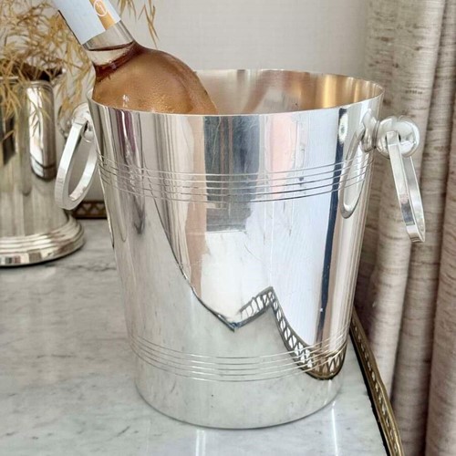 Fine French Art Deco Silver Plated Champagne Cooler by Orbrille C1930