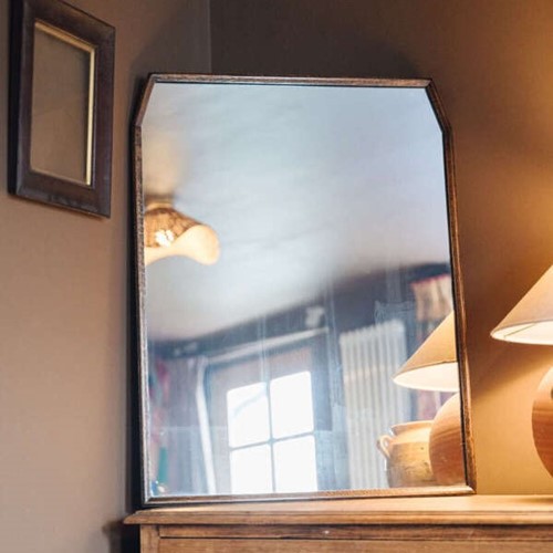 Antique Oak Hexagonal Mirror