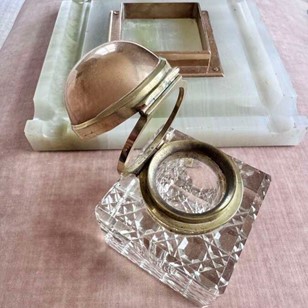 Onyx, brass & crystal Partner’s Ink...