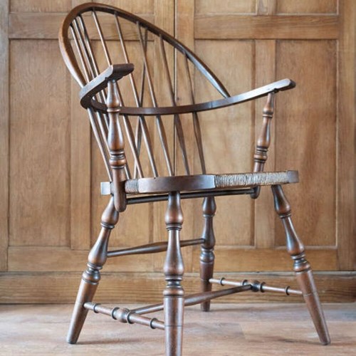 Antique Windsor Armchair With Rush Seat