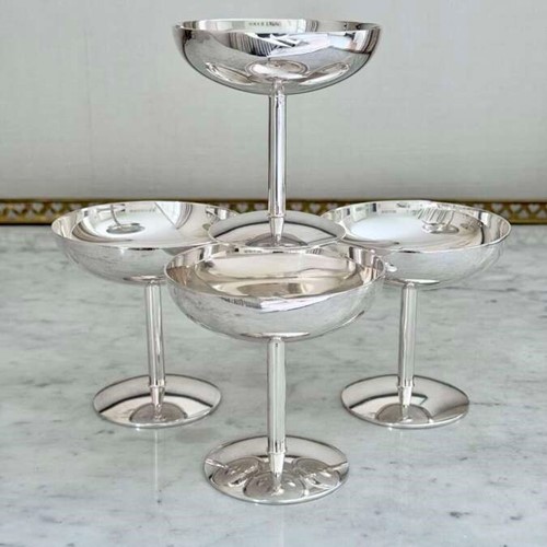 Vintage Christofle silver plated dessert coupes for ice cream or champagne