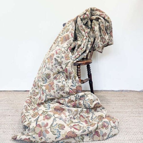 Vintage Lined Floral Door Curtain, French pleated – 152cm Wide