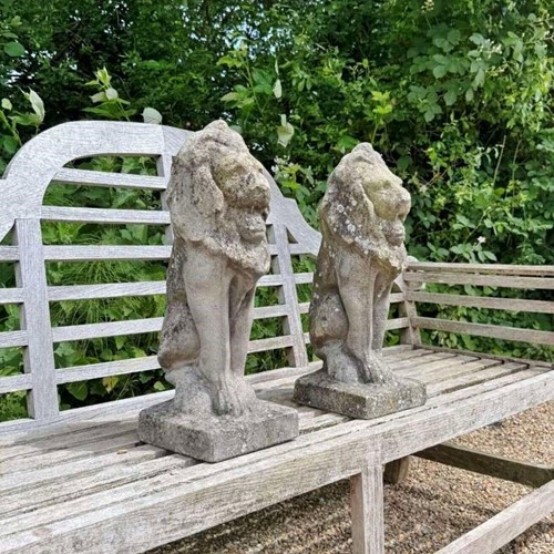 Pair of Weathered Lions