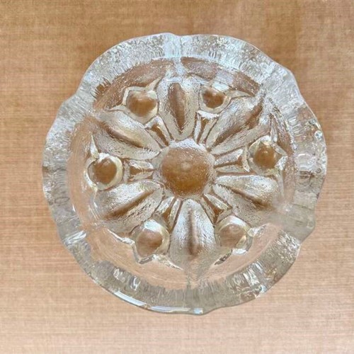 Brutalist Scandinavian frosted solid glass bowl C1970