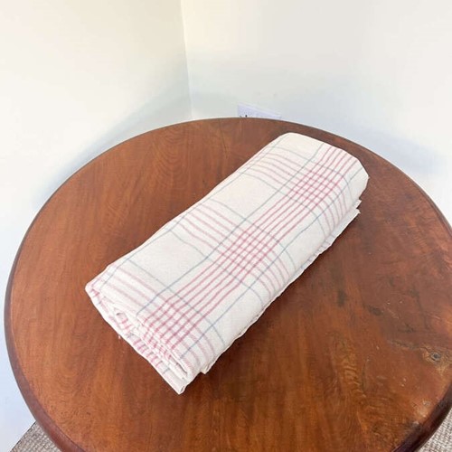 Vintage Cream Blanket with Pink, Purple & Blue Stripes