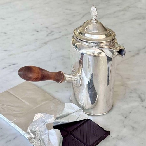 Antique silver plated side handle chocolate pot C1900