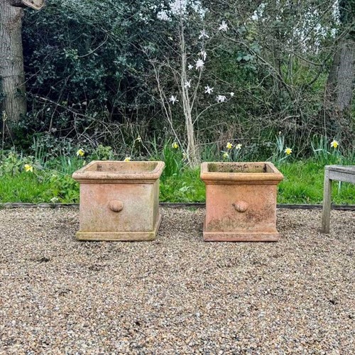 Pair of Large Square Terracotta Planters
