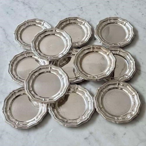 12 Italian silver plated coaster plates C1960