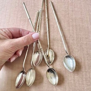6 French silver plated faux bamboo ...