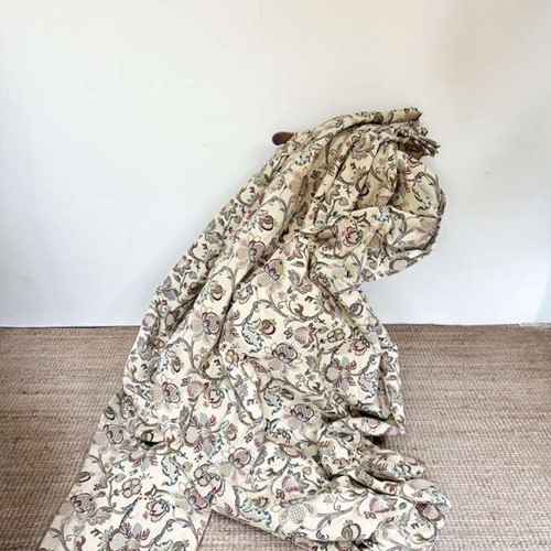 Pair of Vintage Lined Floral Curtains, French pleated – 180cm Wide & Matching Draft exclud